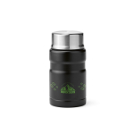 Thermos lunchpot van gerecycled staal met opvouwbare lepel 740 ml kleur zwart