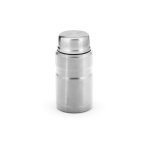 Thermos lunchpot van gerecycled staal met opvouwbare lepel 740 ml kleur zilver achter weergave