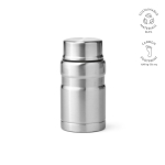 Thermos lunchpot van gerecycled staal met opvouwbare lepel 740 ml kleur zilver
