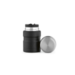 Voedselpot van gerecycled staal met dubbele wand 500 ml kleur zwart vooraanzicht