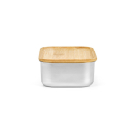 Lunchbox van gerecycled staal met bamboe deksel en bestek 490 ml kleur zilver derde weergave