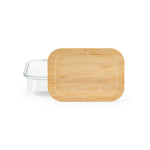 Herbruikbare lunchbox van borosilicaatglas en bamboe 480 ml kleur doorzichtig vooraanzicht