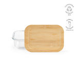 Herbruikbare lunchbox van borosilicaatglas en bamboe 480 ml kleur doorzichtig