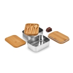 Lunchbox van gerecycled roestvrij staal met twee compartimenten 1,4L kleur zilver tweede weergave