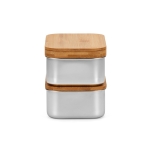 Lunchbox van gerecycled roestvrij staal met twee compartimenten 1,4L kleur zilver derde weergave