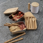 Lunchbox van gerecycled roestvrij staal met twee compartimenten 1,4L kleur zilver sfeerweegave