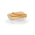 Glazen lunchbox met bamboe, bestek en elastische band 800 ml kleur doorzichtig tweede weergave