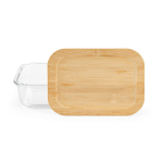 Glazen lunchbox met bamboe, bestek en elastische band 800 ml kleur doorzichtig vooraanzicht