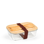 Glazen lunchbox met bamboe, bestek en elastische band 800 ml hoofdweergave