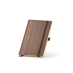 Eco A5-notitieboek met omslag in houtlook en blanco pagina's kleur donker bruin tweede weergave