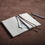 Eco A5-notitieboek met omslag in houtlook en blanco pagina's kleur donker bruin sfeerweegave