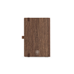 Eco A5-notitieboek met omslag in houtlook en blanco pagina's kleur donker bruin achter weergave
