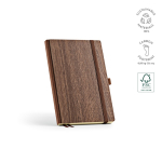 Eco A5-notitieboek met omslag in houtlook en blanco pagina's kleur donker bruin