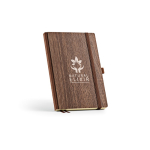 Eco A5-notitieboek met omslag in houtlook en blanco pagina's kleur donker bruin