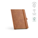 A5-notitieboek van eco-kunstleer met sluitband en blanco pagina's kleur lichtbruin
