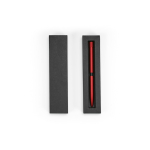 Pen van gerecycled aluminium met magnetische drukknop, zwarte inkt kleur rood derde weergave