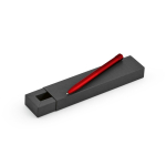 Pen van gerecycled aluminium met magnetische drukknop, zwarte inkt kleur rood vierde weergave
