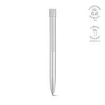Pen van gerecycled aluminium met magnetische drukknop, zwarte inkt kleur zilver