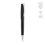 Pen van gerecycled aluminium met draaimechanisme en zwarte inkt kleur zwart