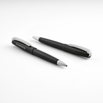 Pen van gerecycled aluminium met draaimechanisme en zwarte inkt kleur zwart tweede weergave