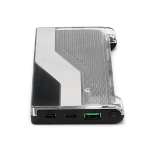 Powerbank van gerecycled kunststof met ledscherm 10.000 mAh kleur zwart vierde weergave