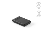 Powerbank van gerecycled kunststof met snelladen 6.000 mAh kleur zwart