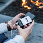 Powerbank van gerecycled kunststof met snelladen 6.000 mAh kleur zwart