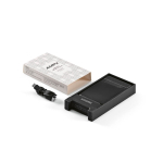 Powerbank van gerecycled kunststof met snelladen 6.000 mAh kleur zwart