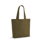 Tas van gerecycled katoen en RPET met lange handvatten 180 g/m2 kleur miliair groen