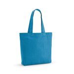 Tas van gerecycled katoen en RPET met lange handvatten 180 g/m2 kleur lichtblauw