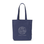 Tas van gerecycled katoen en polyester met lange handvatten 280 g/m2 kleur marineblauw