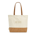Boodschappentas van gerecycled katoen met kurken bodem 220 g/m2 hoofdweergave