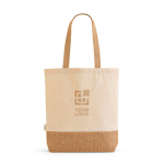 Boodschappentas van gerecycled katoen met jute bodem 180 g/m2 hoofdweergave