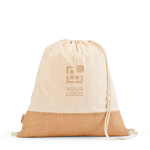 Tas met trekkoorden van gerecycled katoen en jute bodem 180 g/m2 hoofdweergave