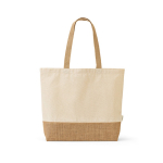 Tas van gerecycled katoen en polyester met juten bodem 220 g/m² kleur naturel vooraanzicht