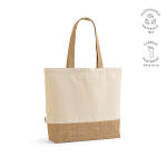 Tas van gerecycled katoen en polyester met juten bodem 220 g/m² kleur naturel