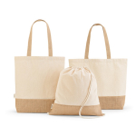 Tas van gerecycled katoen en polyester met juten bodem 220 g/m²