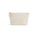 Toilettas van gerecycled katoen 320 g/m² met ritssluiting 2,1 L kleur naturel vooraanzicht
