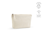 Toilettas van gerecycled katoen 320 g/m² met ritssluiting 2,1 L kleur naturel