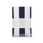 Strandhanddoek 80x180cm van gerecycled katoen, gestreept 450 g/m2 kleur blauw bovenaanzicht