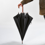 Elegante windbestendige houten paraplu, automatisch Ø122 kleur zwart sfeerweegave
