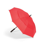 Stormparaplu van gerecycled kunststof met rechte handgreep Ø100 kleur rood achter weergave