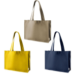 Winkeltas van gerecycled katoen met lange handvatten 300 g/m2 kleur geel derde weergave