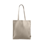 Winkeltas van gerecycled katoen met lange handvatten 200 g/m2 kleur beige eerste weergave