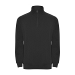 Sweatshirt van katoen en polyester met halve rits 280 g/m2 Roly kleur zwart