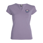 T-shirt van katoen voor dames met V-hals 200 g/m2 Roly weergave zeefdruk