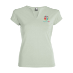 T-shirt van katoen voor dames met V-hals 200 g/m2 Roly weergave zeefdruk