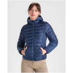 Gevoerde jas van polyester met capuchon voor dames 290 g/m² Roly kleur taupe luxe weergave
