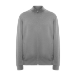 Unisex trui met perkins kraag van katoen en polyester 280 g/m2 Roly kleur lichtgrijs gemarmerd