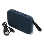 Kleine draagbare zwarte bluetooth-speaker in rechthoekige vorm kleur blauw tweede weergave